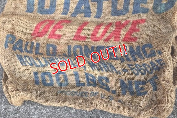 画像4: dp-210401-66 PAUL JONES POTATOES / Vintage Burlap Bag