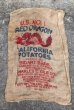 画像1: dp-200301-19 RED DRAGON CALIFRONIA POTATOES / Vintage Burlap Potato Bag D (1)