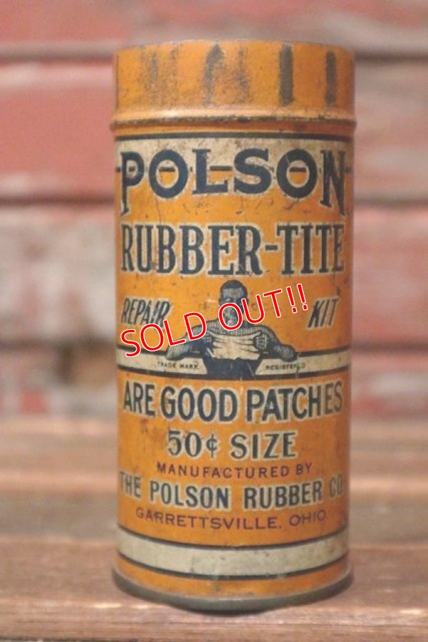 画像1: dp-210701-26 POLSON RUBBER-TIRE / 1940's Repair Kit Can