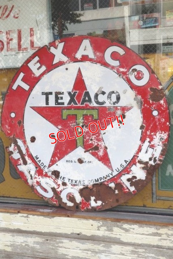 画像7: dp-210701-53 TEXACO / 1930's Gas Station W-Side Round Sign