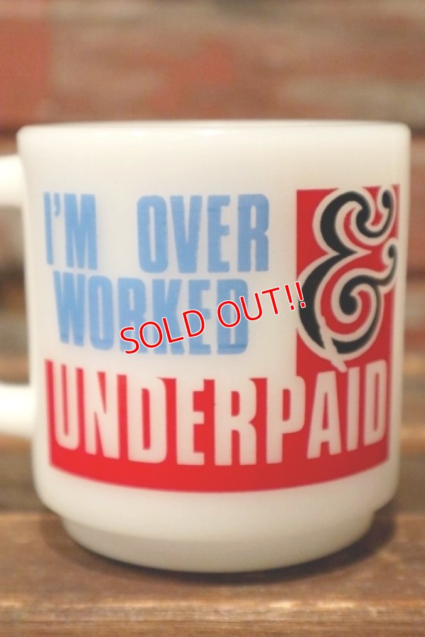 画像2: kt-210701-118 Glasbake / "I'M OVERWORKED & UNDERPAID"1960's Mug