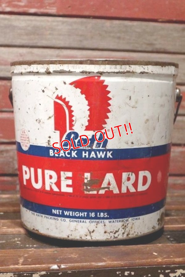 画像1: dp-210801-53 Rath BLACK HAWK PURE LARD / 1950's Bucket Tin Can