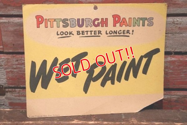 画像1: dp-210901-60 PITTSBURGH PAINTS / 1940's "WET PAINT" Paper Sign