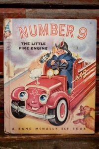 bk-140610-17 ELF BOOK / 1950's "NUMBER 9 THE LITTLE FIRE ENGINE" Picture Book