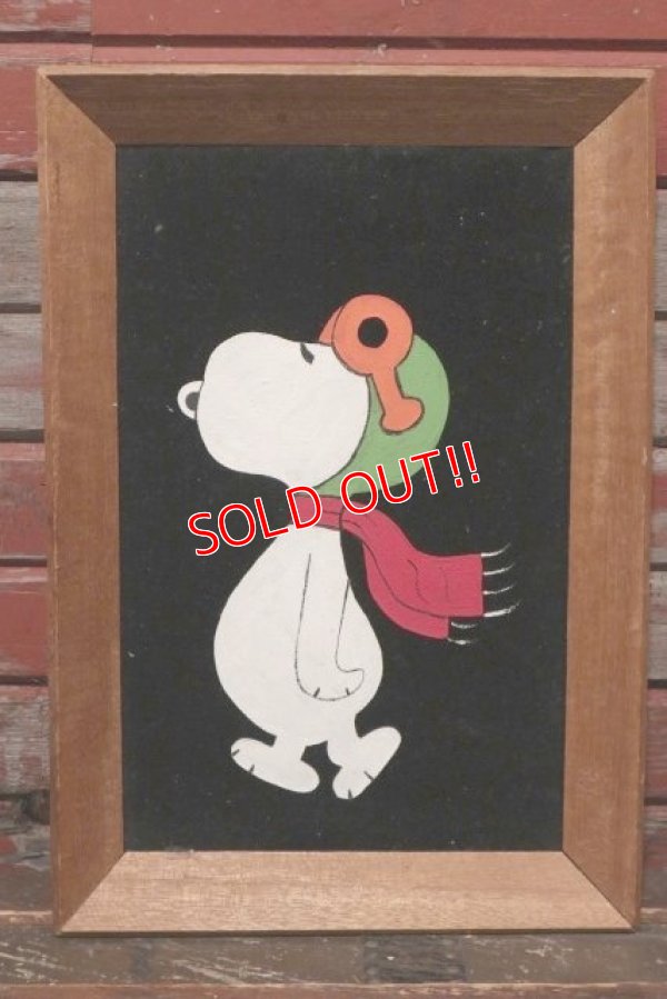 画像1: ct-210901-72 Snoopy / 1970's Velvet Painting Wall Hanging