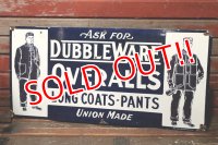dp-211201-31 DUBBLE WARE OVERALLS / 1930's-1940's Enamel Sign