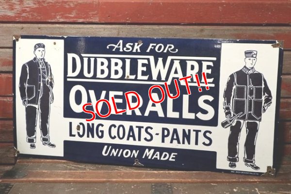 画像1: dp-211201-31 DUBBLE WARE OVERALLS / 1930's-1940's Enamel Sign