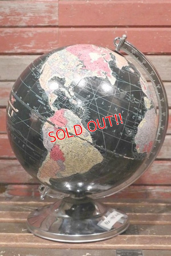 画像1: dp-211210-52 REPLOGLE / 1940's 12 Inch Straight Black Ocean Globe