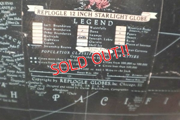 画像5: dp-211210-52 REPLOGLE / 1940's 12 Inch Straight Black Ocean Globe