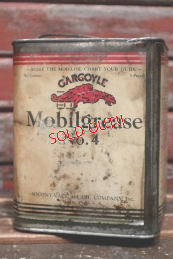 画像1: dp-220301-82 Mobil GARGOYLE / Mobilgrease 1930's 5 Pounds Can