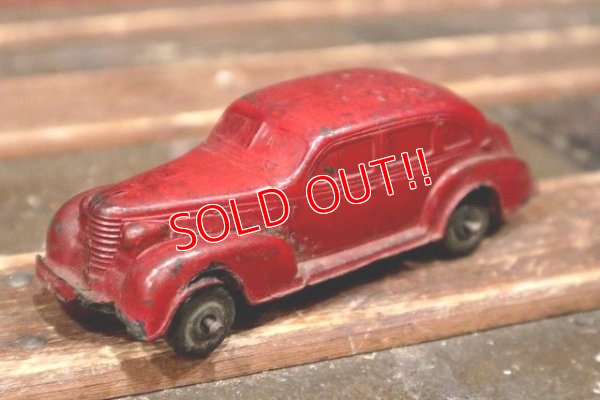 画像1: dp-220301-123 AUBURN RUBBER CORP. / 1940's Red Sedan Car Automobile Toy