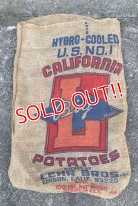 dp-220301-05 CALIFORNIA BIG L POTATOES / Vintage Burlap Bag