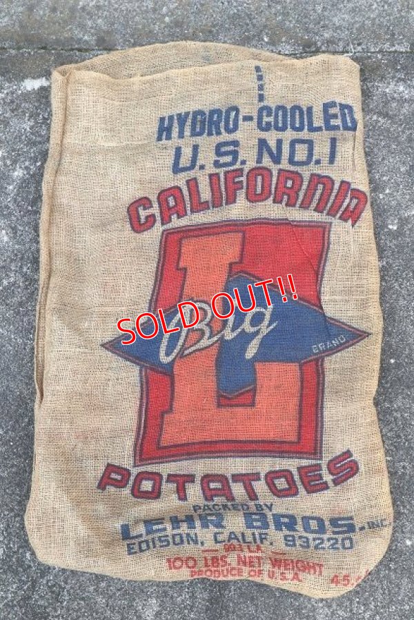 画像1: dp-220301-05 CALIFORNIA BIG L POTATOES / Vintage Burlap Bag