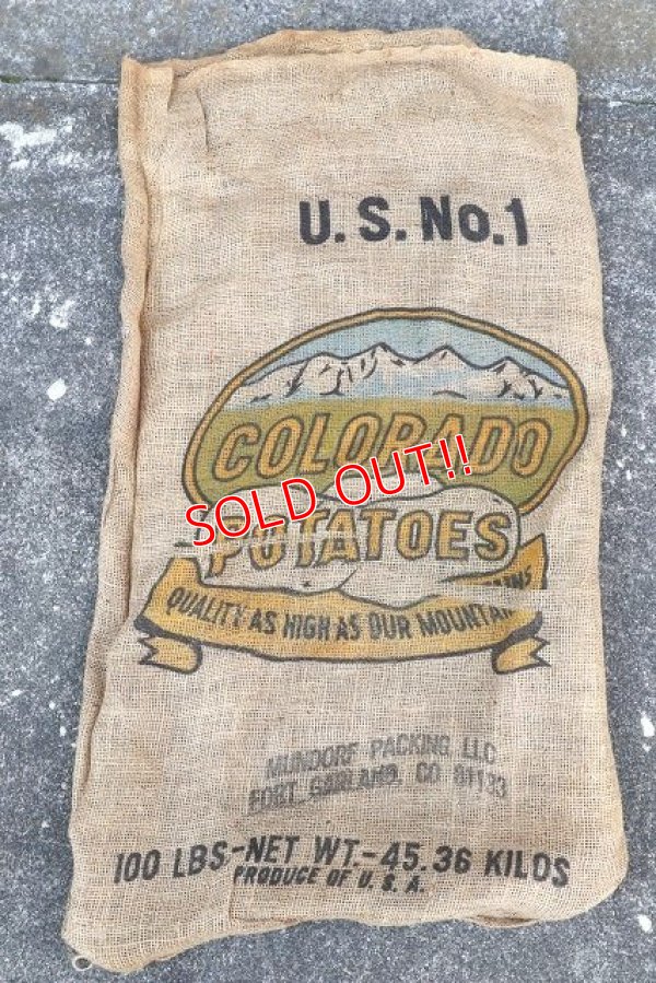 画像1: dp-220301-05 COLORADO  POTATOES / Vintage Burlap Bag