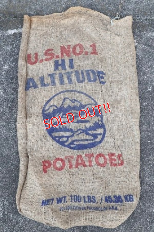 画像1: dp-220301-05 HI ALTITUDE POTATOES / Vintage Burlap Bag