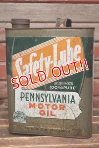 dp-220301-44 Safety-Lube PENNSYLVANIA MOTOR OIL / Vintage 2 U.S. Gallons Can