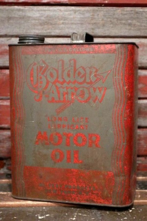 画像1: dp-220301-43 Golden Arrow MOTOR OIL / Vintage 2 U.S. Gallons Can