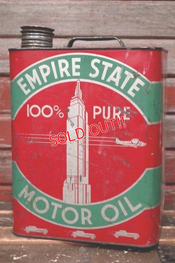 画像1: dp-220301-39 EMPIRE STATE MOTOR OIL / Vintage 2 U.S. Gallons Can