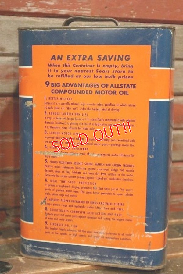 画像3: dp-220301-47 ALLSTATE MOTOR OIL / 1940's-1950's  2 1/2 U.S. Gallons Can