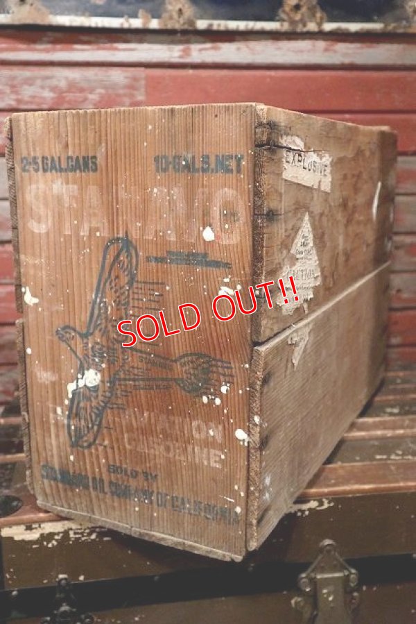 画像1: dp-220401-59 STANAVO(Standard Oil California Avitation) / 1940's Wood Box