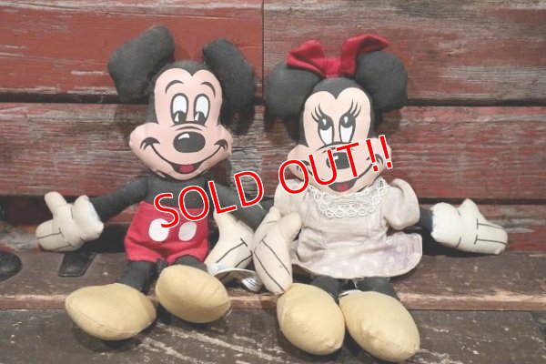 画像1: ct-220401-50 Mickey Mouse & Minnie Mouse / 1970's Rag Doll Set