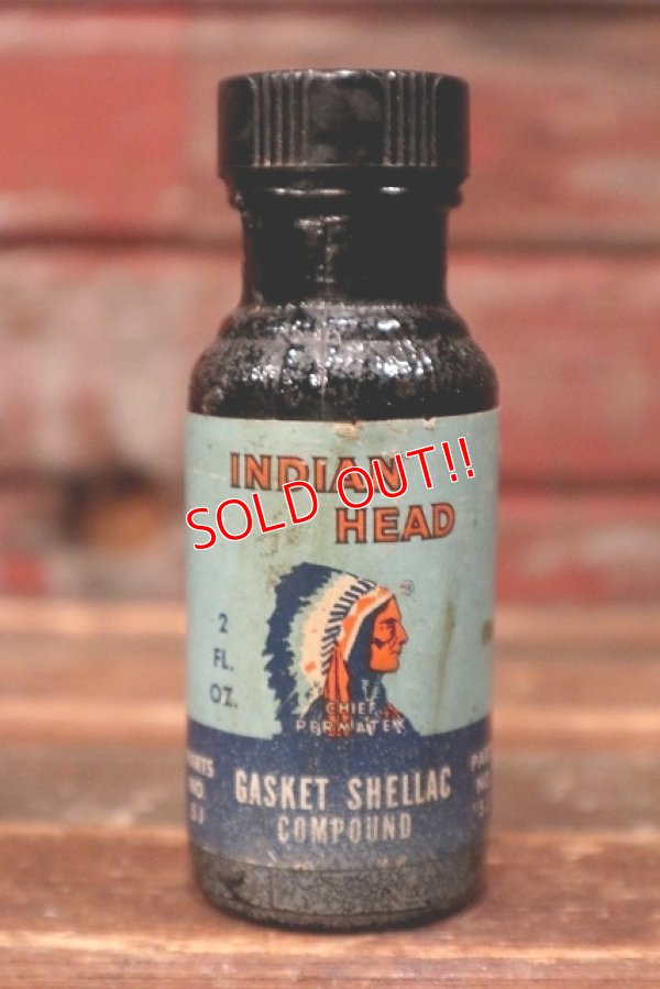 画像1: dp-220501-06 INDIAN HEAD / 1950's Gasket Shellac Compound Bottle
