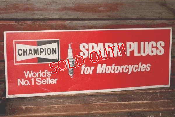 画像1: dp-220501-74 CHAMPION / SPARK PLUGS Vintage Paper Sign