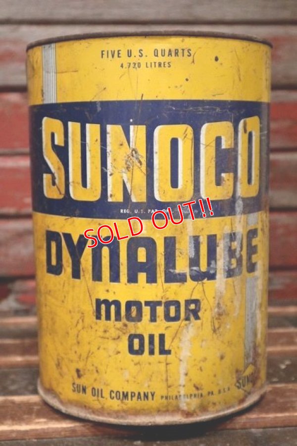画像1: dp-220501-71 SUNOCO DYNALUBE / 1940's 5 U.S. QUART Motor Oil Can