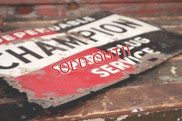 画像8: dp-220501-74 CHAMPION / SPARK PLUGS 1950's Metal Sign