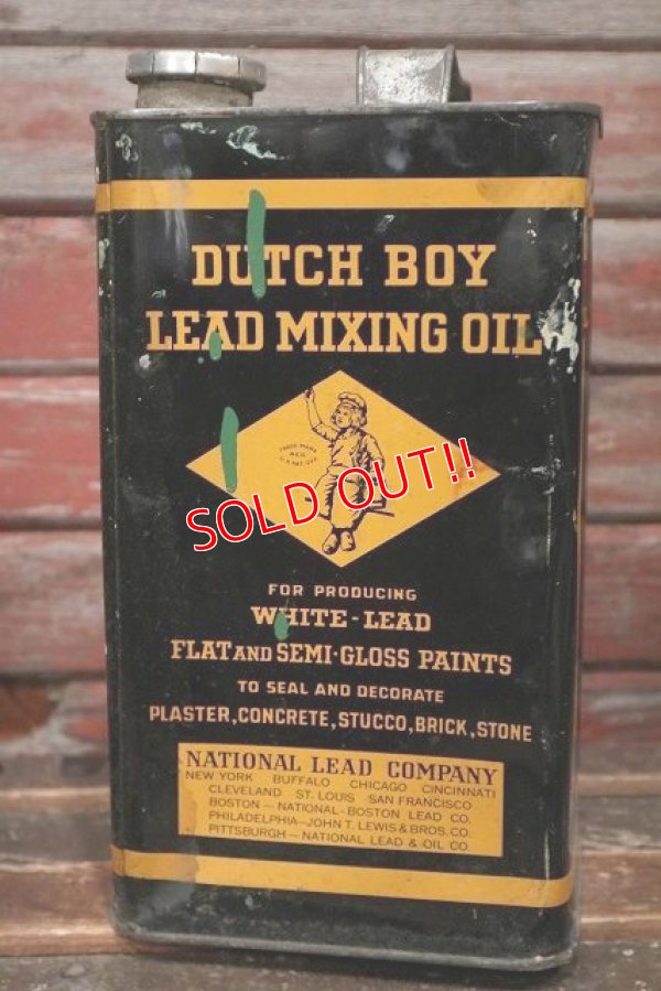 画像1: dp-220501-34 DUTCH BOY / 1940's LEAD MIXING OIL ONE GALLON Can