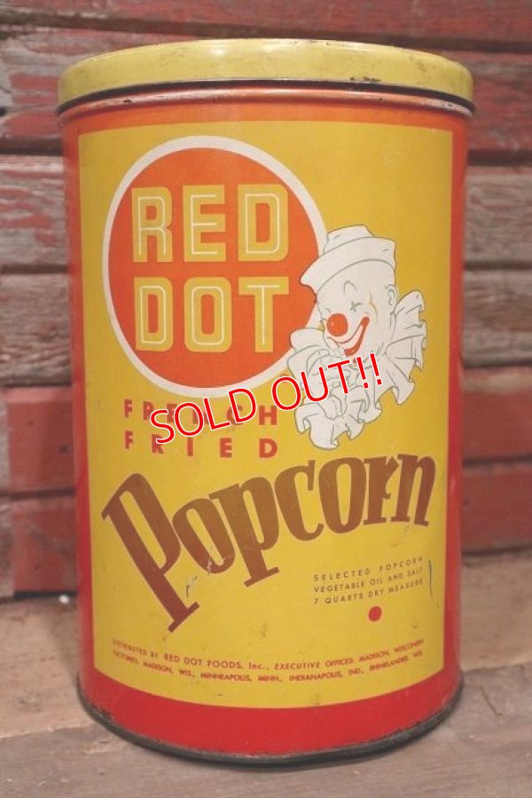 画像1: dp-220501-21 RED DOT / Vintage Pop Corn Can