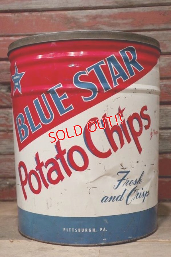 画像2: dp-220601-12 BLUE STAR / Vintage Potato Chips Can