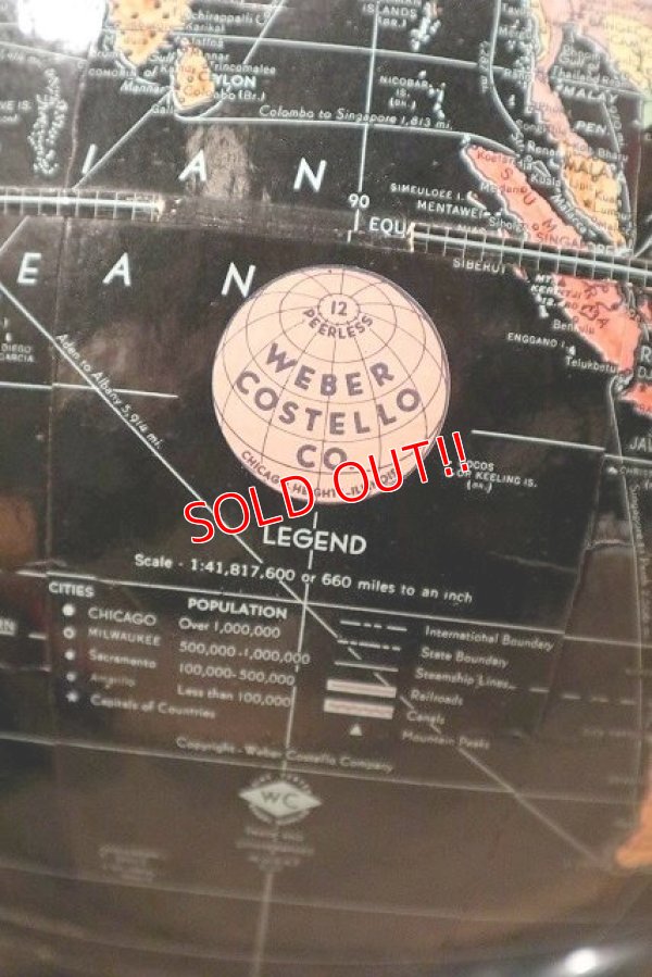 画像4: dp-220601-13 WEBER COSTELLO CO. / 1940's 12 Inch Straight Black Ocean Globe