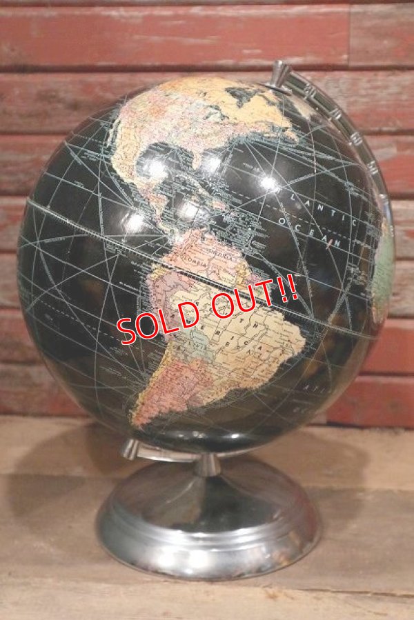 画像1: dp-220601-13 WEBER COSTELLO CO. / 1940's 12 Inch Straight Black Ocean Globe