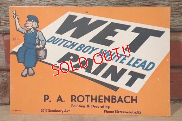 画像1: dp-220801-01 Dutch Boy / 1940's WET PAINT Paper Sign