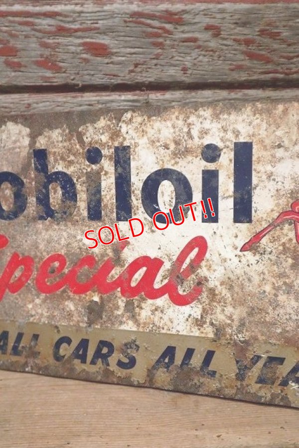 画像7: dp-220901-08 Mobiloil Special / 〜1950's W-side Metal Sign