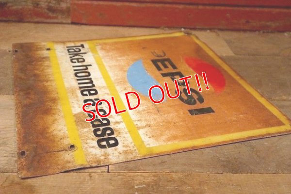 画像9: dp-220901-42 PEPSI / 1960's W-side Metal Sign "Take home a case"