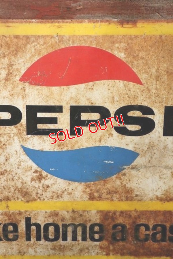 画像2: dp-220901-42 PEPSI / 1960's W-side Metal Sign "Take home a case"