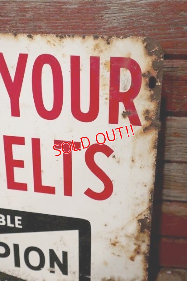 画像4: dp-220901-35 CHAMPION / 1960's "FASTEN YOUR SEAT BELTS" Metal Sign