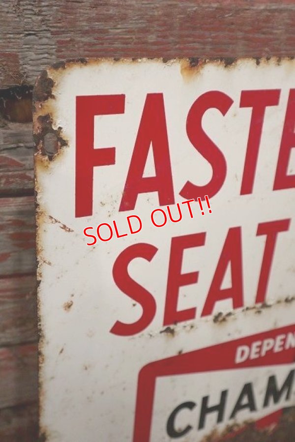 画像8: dp-220901-35 CHAMPION / 1960's "FASTEN YOUR SEAT BELTS" Metal Sign