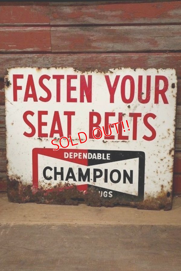 画像5: dp-220901-35 CHAMPION / 1960's "FASTEN YOUR SEAT BELTS" Metal Sign