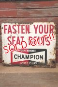 dp-220901-35 CHAMPION / 1960's "FASTEN YOUR SEAT BELTS" Metal Sign