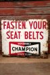 画像1: dp-220901-35 CHAMPION / 1960's "FASTEN YOUR SEAT BELTS" Metal Sign (1)