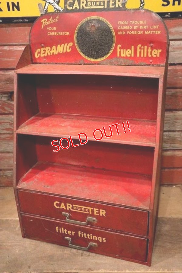 画像1: dp-221001-48 CARTER CARBURETER / 1940's Fuel Filter Metal Display Shelf Cabinet