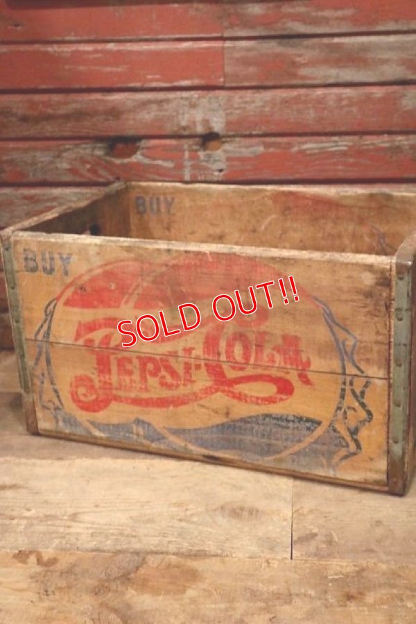 画像1: dp-221101-28 PEPSI COLA / 1940's Wood Box