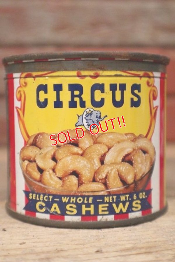 画像1: dp-221101-05 CIRCUS CASHEWS / 1950's Tin Can