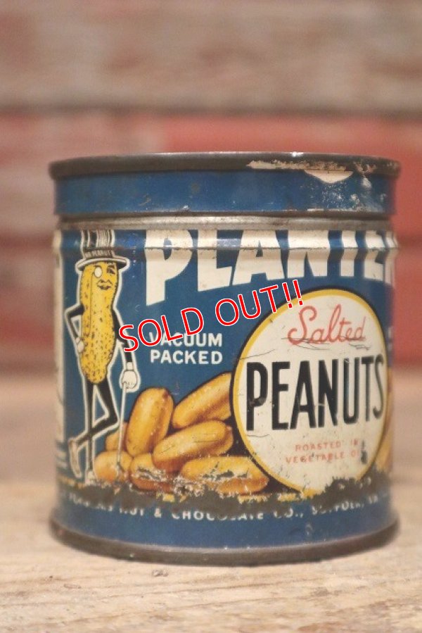 画像1: dp-221101-06 PLANTERS / MR.PEANUT 1940's Salted PEANUTS Can