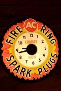 dp-221101-57 AC FIRE RING SPARK PLUGS / 1960's Lighted Clock