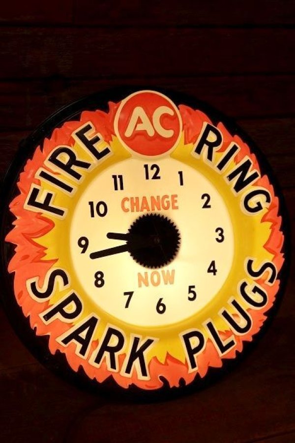 画像1: dp-221101-57 AC FIRE RING SPARK PLUGS / 1960's Lighted Clock