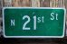 画像1: dp-221001-01 Road Sign "N 21st St" (1)